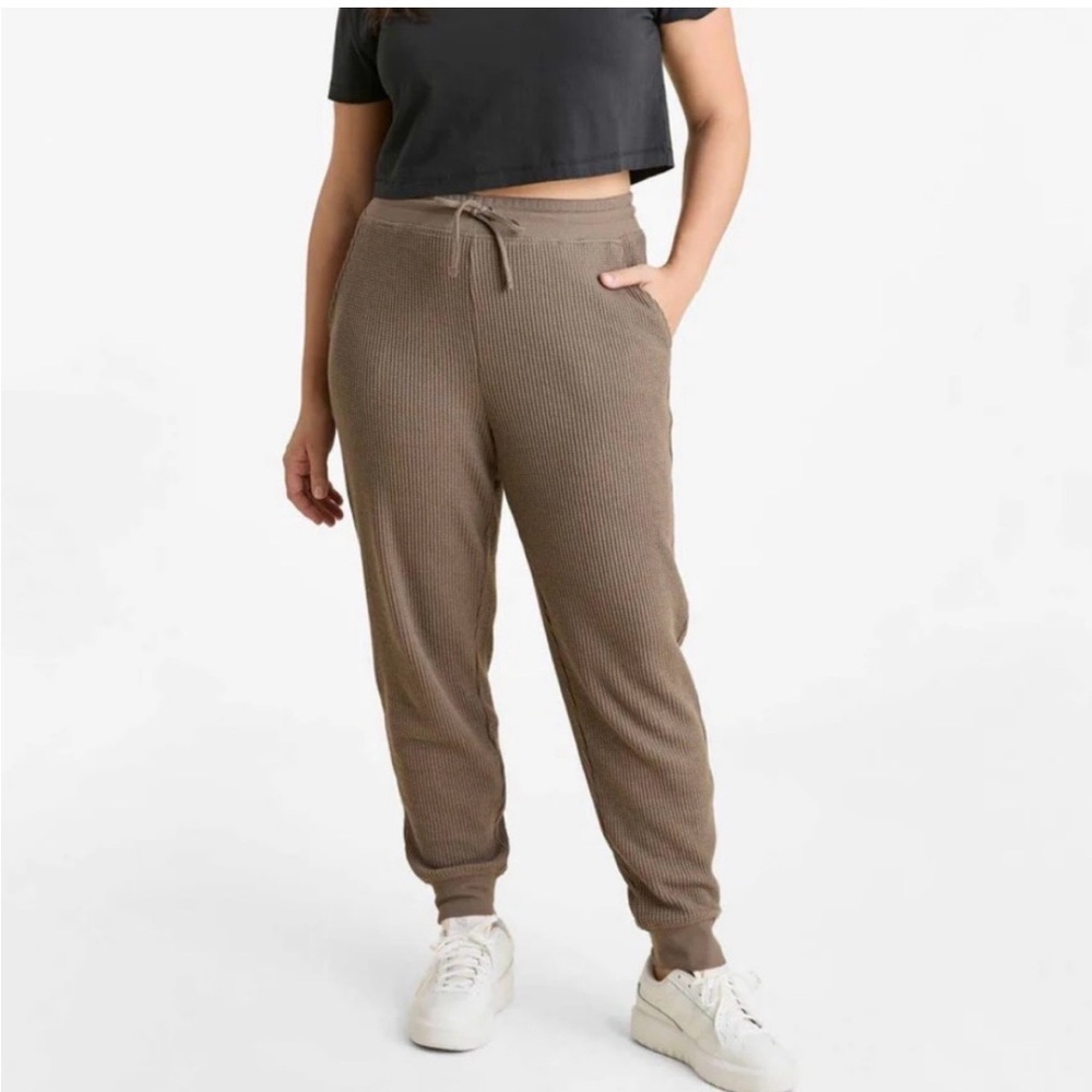 NUUDS Waffle Knit Lounge Jogger Mocha Size M - Picture 1 of 6